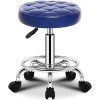 FAJOS Tabouret de salon de massage pivotant en cuir PU avec repose-pieds, tabouret rond roulant chaise de spa de beauté, tabo