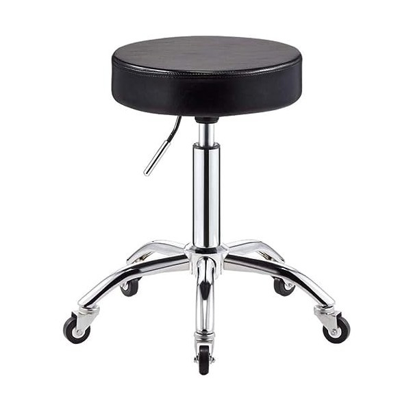 Tabouret pivotant Tabouret de selle réglable en hauteur avec roulettes, Tabouret de coupe de salon avec siège en cuir synthét