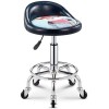 Tabouret pivotant Tabouret de selle réglable en hauteur avec roulettes, Tabouret de coupe de salon avec siège en cuir synthét