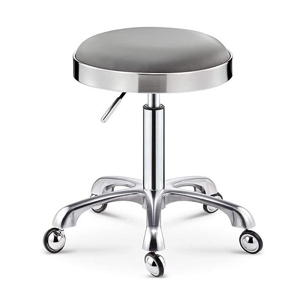 Tabouret pivotant Tabouret de selle réglable en hauteur avec roulettes, Tabouret de coupe de salon avec siège en cuir synthét