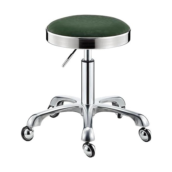 FAJOS Tabouret de beauté rond pivotant tabouret roulant sur roues, tabourets de salon de coiffure en acier inoxydable ne coin