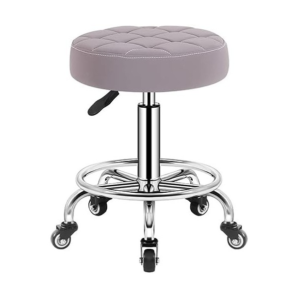 FAJOS Tabouret de salon de massage pivotant avec repose-pieds, tabouret rond roulant chaise de spa de beauté, tabouret de bar