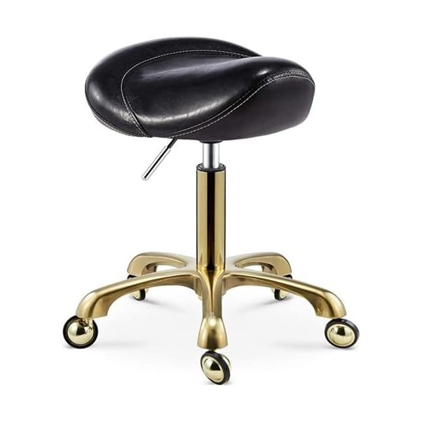 Tabouret pivotant Chaise Tabouret de selle roulant réglable en hauteur Tabouret roulant réglable pivotant en cuir PU avec rou