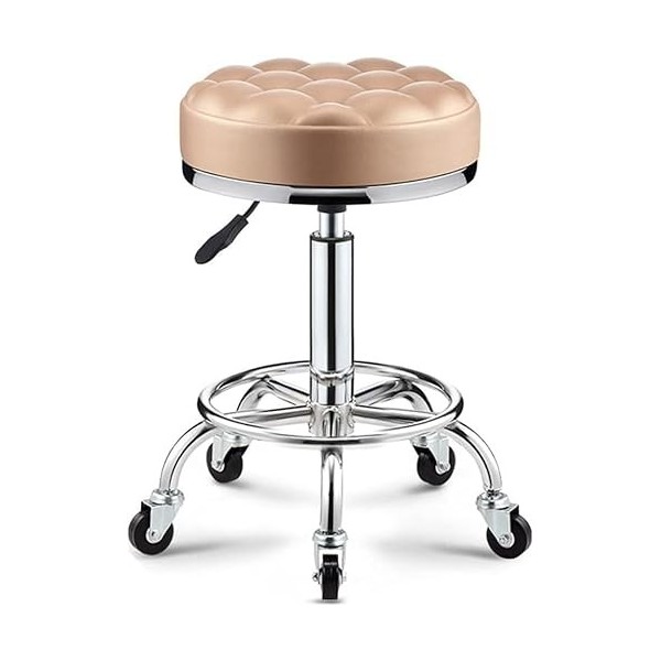 FAJOS Tabouret de salon de massage pivotant avec repose-pieds, tabouret rond roulant chaise de spa de beauté, tabouret de bar