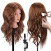 18" Tête à coiffer 100% Cheveux Naturel Vrai Cheveux Humains Mannequin Tête Formation Coiffure avec Support + Ensemble de Tre