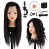 18" Tête à coiffer 100% Cheveux Naturel Vrai Cheveux Humains Mannequin Tête Formation Coiffure avec Support + Ensemble de Tre