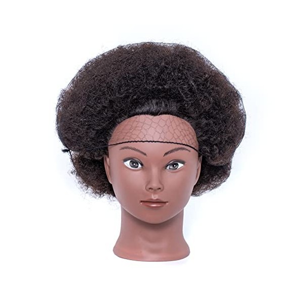19,7 Pouces Tête d'Exercice de Vria Cheveux d'Afro Noir Naturel Tête à  Coiffer Coiffure Femme Mannequin