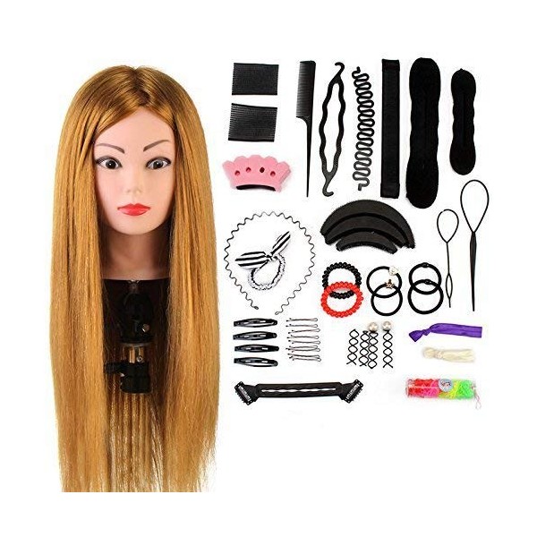 Neverland Beauty 60cm Têtes dexercice Tête À Coiffer Coiffure Cosmétologie Pratique Mannequin Poupée 60% Vrais Cheveux+ Titu