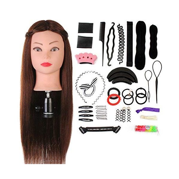 Neverland Beauty 60cm Têtes dexercice Tête À Coiffer Coiffure Cosmétologie Pratique Mannequin Poupée 60% Vrais Cheveux+ Titu