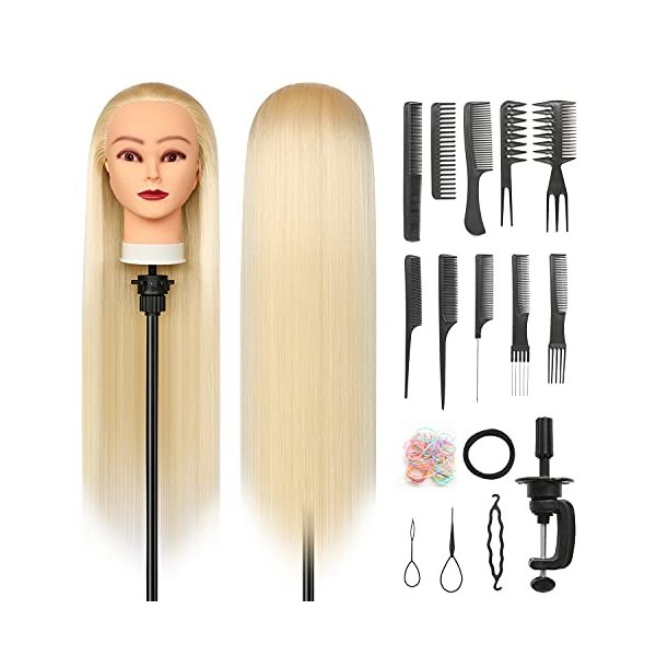 Tete a Coiffer, 28 inch 100% de Cheveux Synthétiques Têtes dexercice Tête À Coiffer Coiffure Cosmétologie tete a coiffer pro