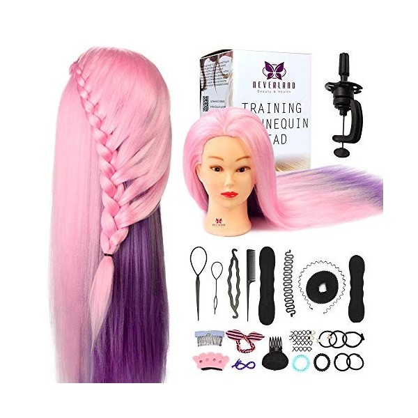 Neverland Beauty 66cm Têtes dexercice Tête À Coiffer Coiffure Cosmétologie Pratique Mannequin Poupée 100% de Cheveux Synthét