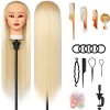 Tete a Coiffer, 28 inch Tête de coiffure 100% de Cheveux Synthétiques Têtes dexercice pour le Salon Coiffeur Poupée avec Sup