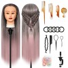 Tete a Coiffer, 28 inch Tête de coiffure 100% de Cheveux Synthétiques Têtes dexercice pour le Salon Coiffeur Poupée avec Sup