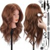 SZCY LLC Tête de mannequin avec cheveux 100 % humains, 45,7 cm, marron foncé, tête de mannequin de cosmétologie pour la coiff