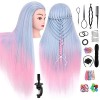 TopDirect 29.5 Têtes dexercice Cheveux colorés Tête à Coiffer Coiffure Cosmétologie Pratique Mannequin Poupée pour le Salo