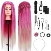 TopDirect 29.5 Têtes dexercice Cheveux colorés Tête à Coiffer Coiffure Cosmétologie Pratique Mannequin Poupée pour le Salo