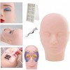 Tête DEntraînement, MYSWEETY Tête De Mannequin Maquillage Silicone Mannequin Modèle pour Eyelashes Cils Extension Exercise P