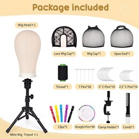 MYSWEETY Tete Perruque, 23" Tete pour Perruque 123 Pièces Tête A Coiffer Set pour Le Style de Perruques avec Mini Trepied und