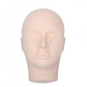 Tête Mannequin de Maquillage en Silicone Modèle Chauve Tête de Mannequin pour Faux Cils Extension et Acupuncture Massage