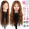 TopDirect 23.5" Maquillage Tête à coiffer 80% Cheveux Naturel Vrai Cheveux Humains Make-up Mannequin Tête Formation Coiffure 