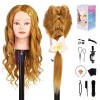 TopDirect 23.5" Maquillage Tête à coiffer 80% Cheveux Naturel Vrai Cheveux Humains Make-up Mannequin Tête Formation Coiffure 