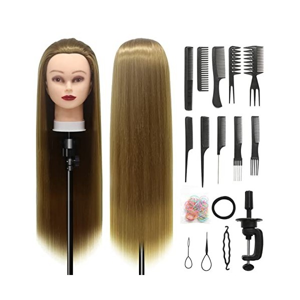 Tete a Coiffer, 28 inch 100% de Cheveux Synthétiques Têtes dexercice Tête À Coiffer Coiffure Cosmétologie tete a coiffer pro