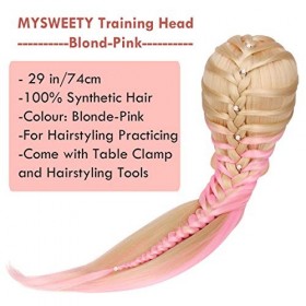 Tête a coiffer professionnelle, MYSWEETY 100% Cheveux Fibre Synthétique pour Salon de Coiffure, Tête Mannequin Maquillage ave