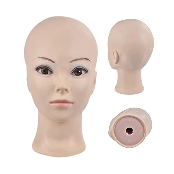 ERSIMAN Maquillage Chauve Tête de Formation Cosmétologie Mannequin Mannequin Tête pour Perruques Fabrication et Affichage ave