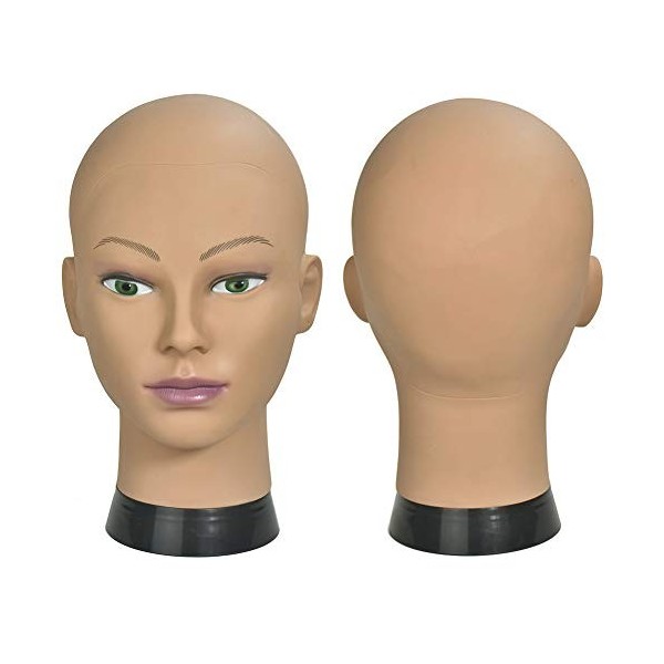 ERSIMAN Maquillage Chauve Tête de Formation Cosmétologie Mannequin Mannequin Tête pour Perruques Fabrication et Affichage ave