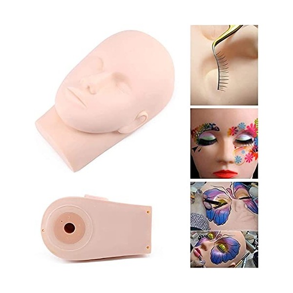 Mannequin de formation maquillage pratique tête plate yeux faux cils extensions de cils lèvres tatouage pratique modèle manne