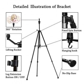 Trépied de Coiffure, DanseeMeibr Plus Antidérapant réglable 24-64Inch trepied tete a coiffer Support Porte-coiffure en Alum