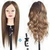 ErSiMan Tête de mannequin de cosmétologie pour femme 100 % cheveux humains 50,8 cm, tête de mannequin pour coiffure, tête de 