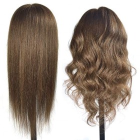 ErSiMan Tête de mannequin de cosmétologie pour femme 100&nbsp;% cheveux humains 50,8&nbsp;cm, tête de mannequin pour coiffure, tête de 