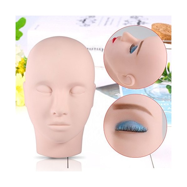 Tête De Pratique Maquillage Silicone, Doux Mannequin En Modèle Chauve Faux Cils Extension Acupuncture Massage Formation Dent