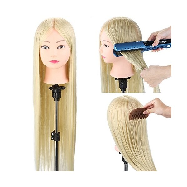 Neverland Beauty 76cm Têtes dexercice Tête À Coiffer Coiffure Cosmétologie Pratique Mannequin Poupée 100% de Cheveux Synthét