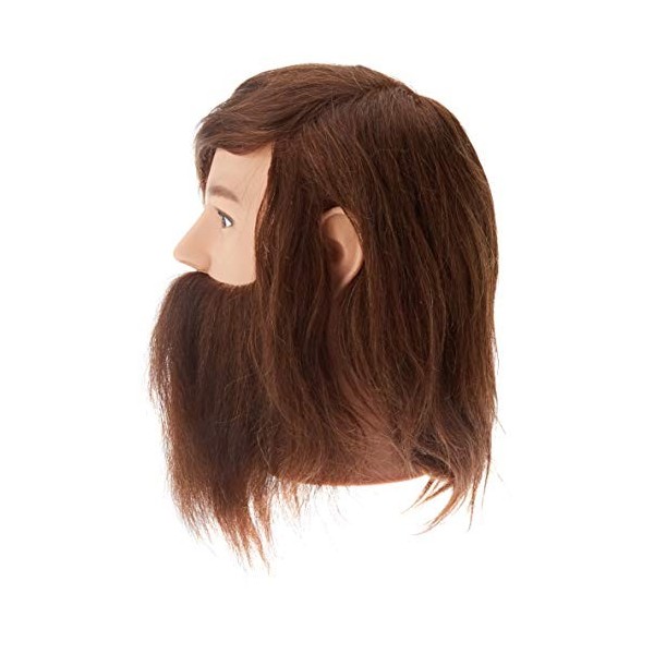 Bergmann Angelo Barbier Tête dentraînement pour homme Cheveux humains avec barbe Longueur 20 cm 660 g