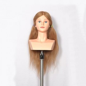 Têtes Dexercice Tête À Coiffer 100% Cheveux Naturel Coiffure Cosmétologie Pratique Mannequin Poupée épaule 22 inches