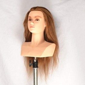 Tête de mannequin 100 % cheveux humains - 55,9 cm - Pour la cosmétologie - Pour lentraînement, le tressage, la coloration, l