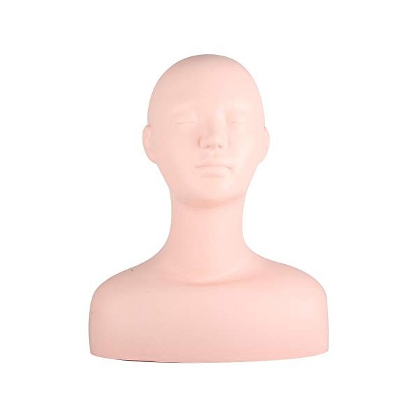 Pratiquez la tête dentraînement, Mannequin Training Flat Head Rubber Practice Manikin Head Doll Face Eyelashes Makeup Massag