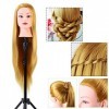 Tête de Formation Cheveux, 24,5cm Mannequin Fibre Synthétique Coiffeur Poupée Cosmétologie Cheveux Blonds Support Factice Têt