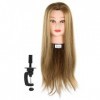 Tête de mannequin de cheveux réels avec cheveux, tête de formation de coiffeur homme femme pratique mannequin cosmétologie po