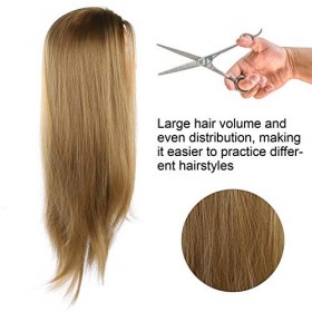 Tête de mannequin de cheveux réels avec cheveux, tête de formation de coiffeur homme femme pratique mannequin cosmétologie po
