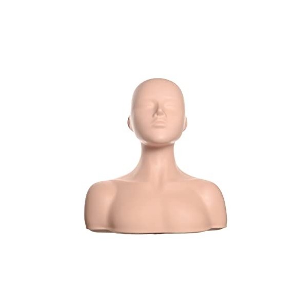 Tête de mannequin en silicone souple avec épaules pour perruque, chapeau et visage