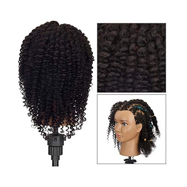 Tête de Mannequin Afro 100% Cheveux Humains Neverland Tête À Coiffer Bouclés Tête dentraînement Mannequin de Cosmétologie Tê