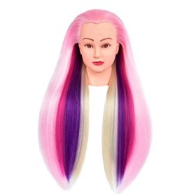 Kalyx Tête de mannequin 66 à 71,1 cm en fibre synthétique pour coiffure, cheveux longs et colorés avec support de serrage gra