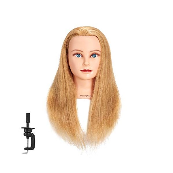 Traininghead 1711FW2716H Tête de mannequin 100 % cheveux humains avec pince incluse