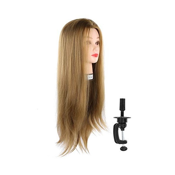 Tête de Mannequin avec Cheveux Pratique Mannequin Cosmétologie Tête de Poupée Tête de Formation de Coiffure