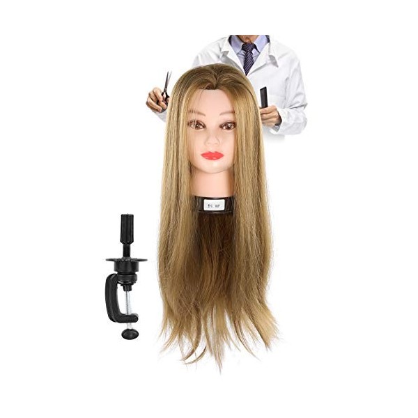 Tête de Mannequin avec Cheveux Pratique Mannequin Cosmétologie Tête de Poupée Tête de Formation de Coiffure