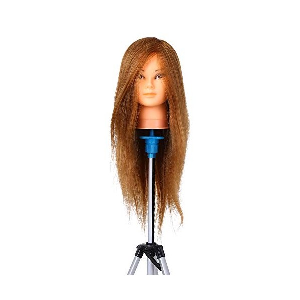 Anself Coiffeur Entraînement Pratique Tête Mannequin Tête Real Hair Cosmétologie Tête De Poupée Mannequin Pratique Tête Dummy