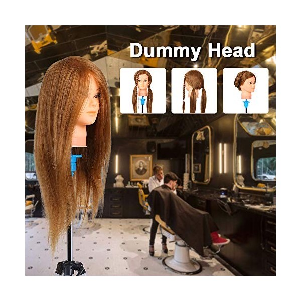 Anself Coiffeur Entraînement Pratique Tête Mannequin Tête Real Hair Cosmétologie Tête De Poupée Mannequin Pratique Tête Dummy